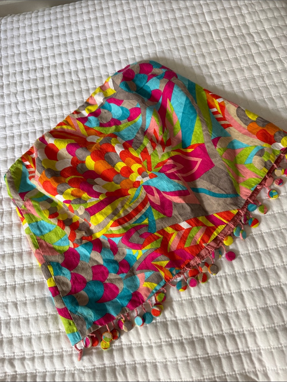 Trina Turk Multicolor Strapless Pom-Pom Crop Top